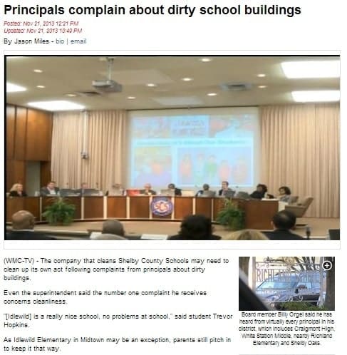 Principal complains about dirty school buildings