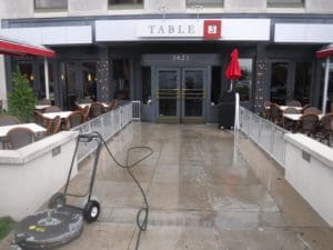 Pressure washing a shopping center in Nashville